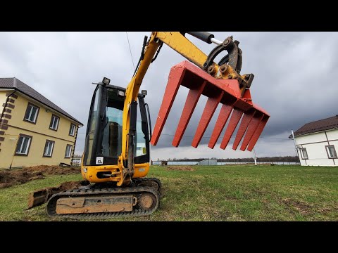 JCB 8018 с граблями