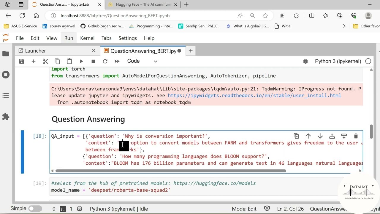 Question Answering using Transformers Hugging Face Library || BERT QA Python Demo