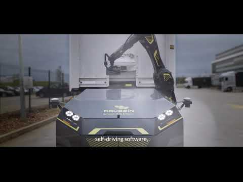GAUSSIN New hydrogen-powered 100% autonomous vehicle with robotic arm for 0 emission Yard Automation