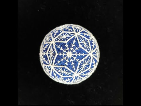 Temari Ball Embroidery Kit Tutorial - Snowflakes, Japanese handcraft, handmade Christmas ornaments