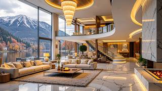 Soothing Jazz In A Luxurious European Style Lakeside Villa - Cozy Jazz Music And A Warm Fireplace