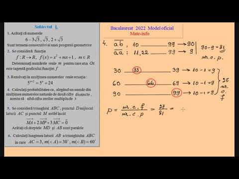 Model oficial de Bacalaureat la Matematica - Mate-Info 2022