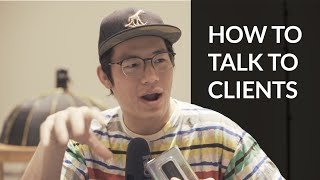 Professional freelance graphic designer shows you how to talk to a client; An real sales call!
