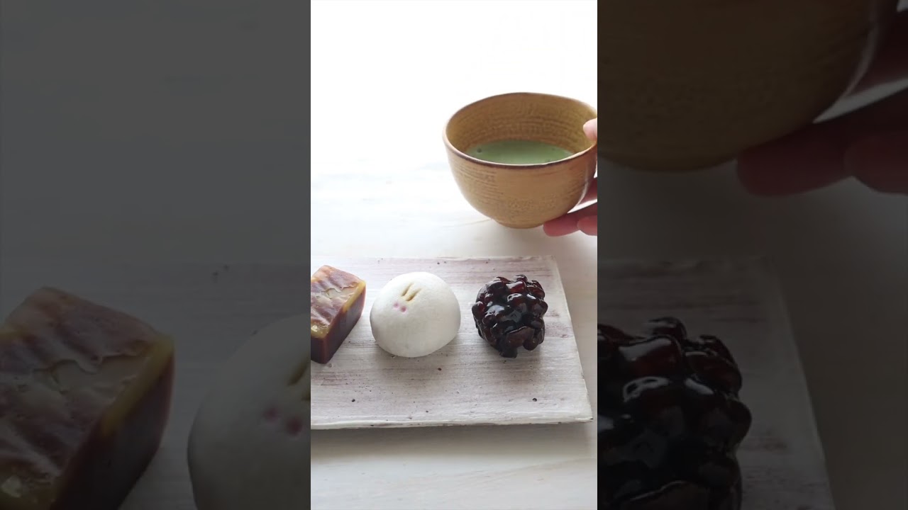 Matcha and Japanese Wagashi Presentation 秋の和菓子#shorts