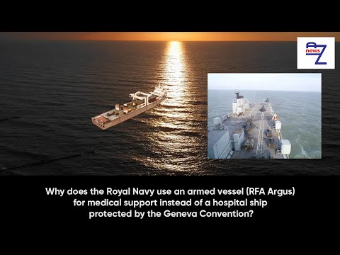 Why does the Royal Navy use an armed vessel (RFA Argus) for medical support instead