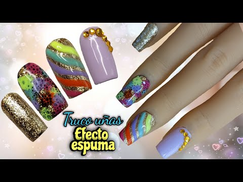 Decoracion de uñas FACIL y BONITO efecto espuma | Diseño de uñas FÁCIL  ♥ Nailart By Andy