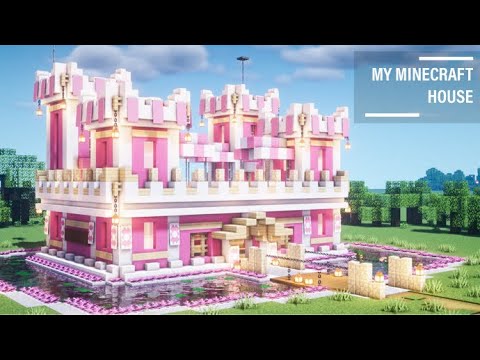 Minecraft: How to build a beautiful pink castle like in the story (# 107)
