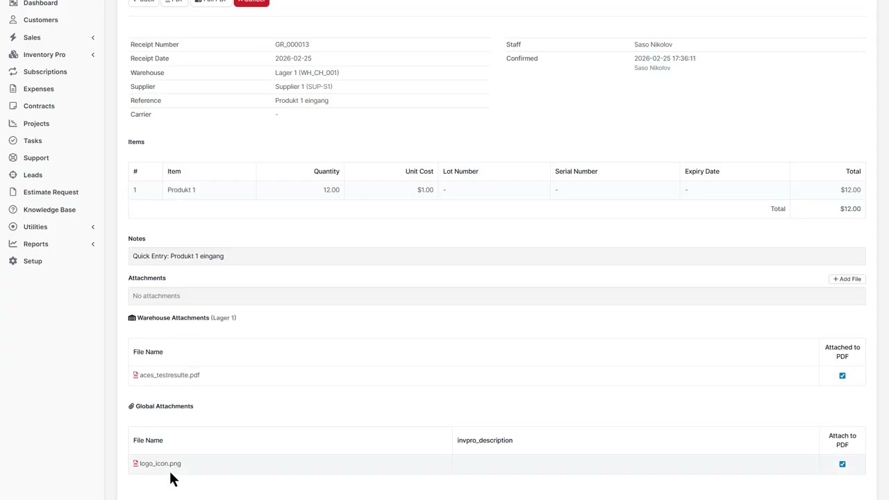 Goods receipt - Inventory Pro - Multi-Warehouse Inventory Management for Perfex CRM