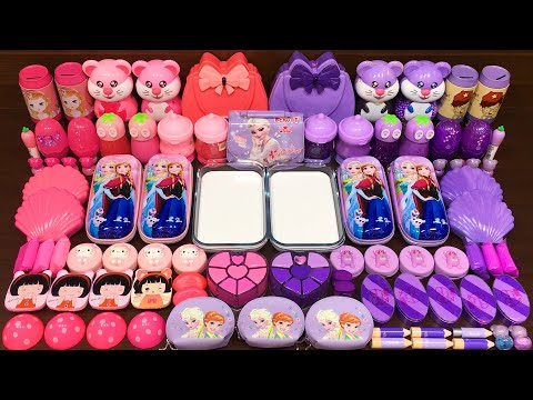 FROZEN PINK vs PURPLE! Mixing Makeup, Glitter and More into Glossy Slime! Satisfying Slime #861