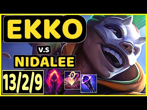 CUZZ (EKKO) vs NIDALEE - 13/2/9 KDA JUNGLE CHALLENGER GAMEPLAY - KR