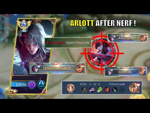 HOW TO ONE-SHOT FREYA AFTER ARLOTT WAS IN NERF !! | ARLOTT BUILD TANK HAS NO AFFECT ON NERF 😭 - MLBB