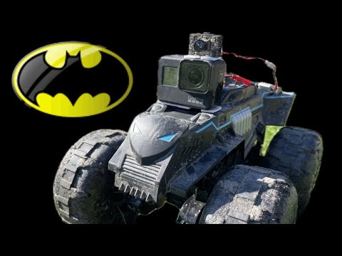 All Terrain Batmobile RC Drives On Water 2.4 GHz STOCK REVIEW GOPRO 5.8ghz mod MPH FPV Test