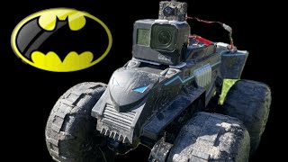 All Terrain Batmobile RC Drives On Water 2.4 GHz STOCK REVIEW GOPRO 5.8ghz mod MPH FPV Test