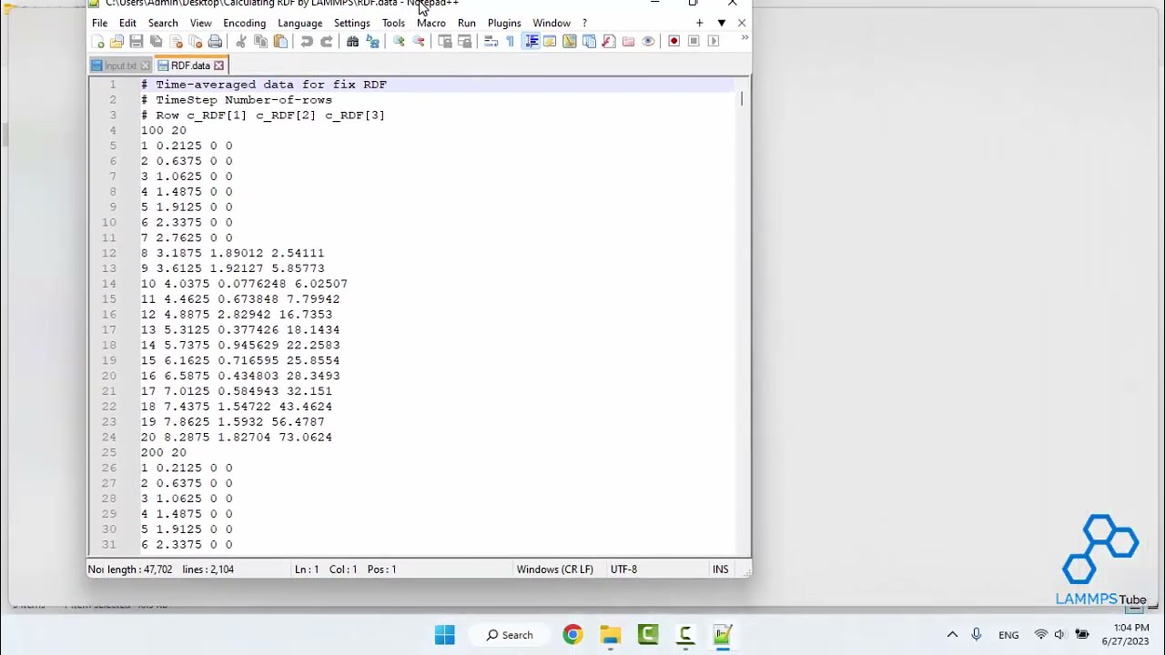 Radial Distribution Function (RDF) Calculation in LAMMPS