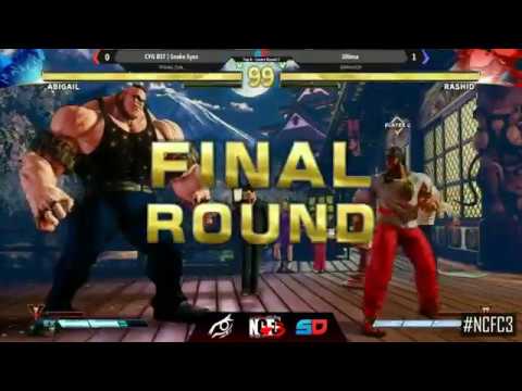 Street Fighter V - NCFC3 Top 8 - losers round 2 - Snake eyez (Abigail) vs Ultima (Rashid)