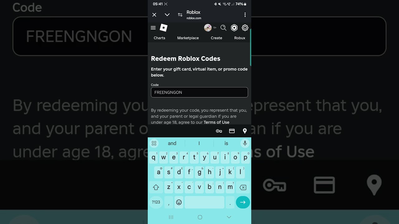 Free code to redeem in Roblox. Just go to Roblox.com/redeem #roblox #free #redeem #code #redeemcode