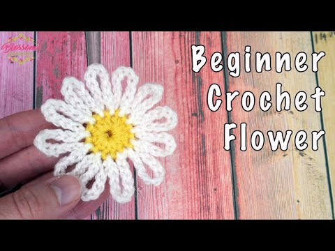 Crochet Daisy Flower -  EASY Tutorial  for beginners - scrap yarn project. 🌼