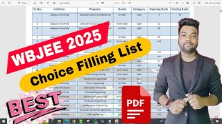 😱WBJEE 2025 Counselling Choice Filling List PDF Download.