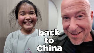 Flying International from Detroit to Shanghai, Seeing Eva after a few months!