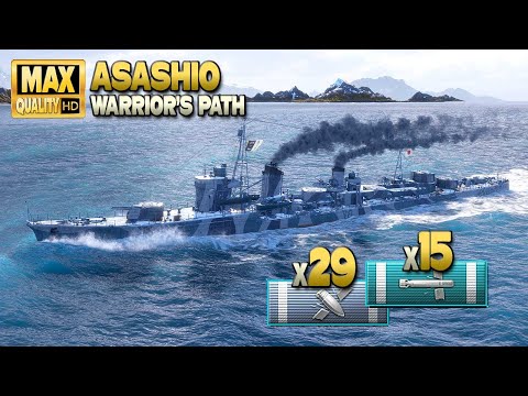 Destroyer Asashio: Casual player in tier 10 battle - World of Warships