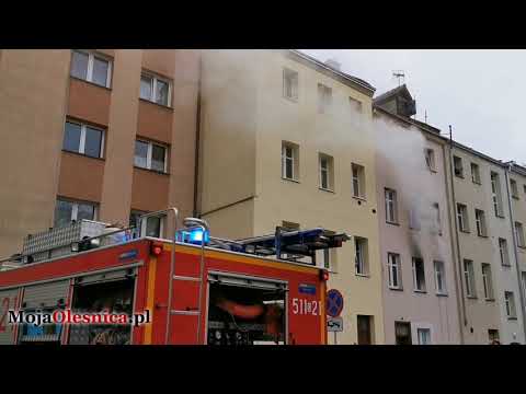 11.01.2020 Oleśnica - pożar w bloku przy Wrocławskiej