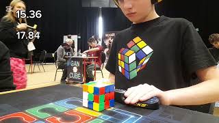 (DOUBLE PR) 18.57 official 3x3 one handed average with 14.92 single