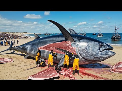 Catching 100 Giant Atlantic Bluefin Tuna – Deep Sea Longline Fishing Documentary