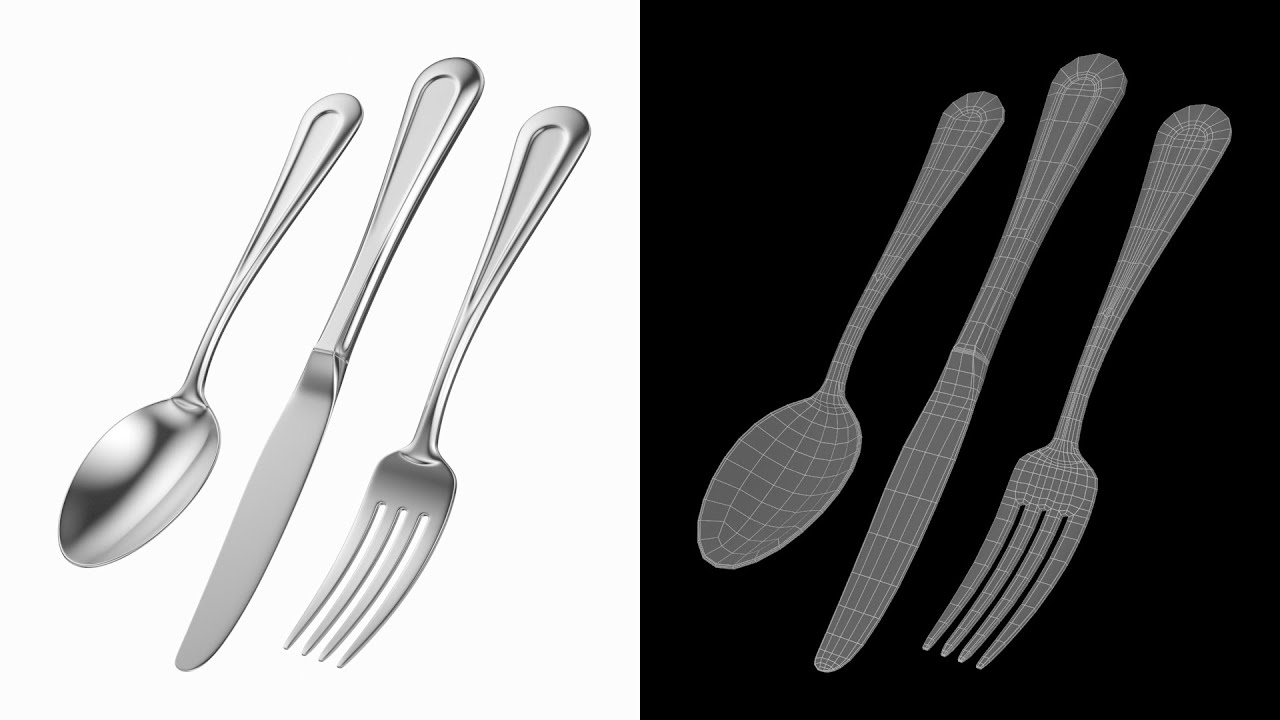 Table Dinner Knife Fork Spoon Classic Cutlery COLLECTION 3D Model