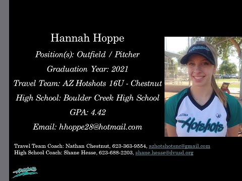 Hannah Hoppe Softball Skills Video - 2021 Outfield Pitcher