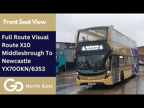 Full Route Visual | GNE Bus Route X10 - Middlesbrough to Newcastle | YX70OKN/6353
