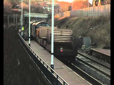 DRS 37605 and 37608 Hartlepool to Sellafield Flasks through Heworth Station 13th January 2015