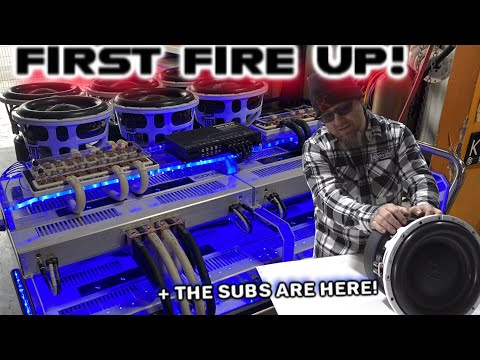 First Fire up! Cadillac Escalade Amp Rack Playing + 6 BEASTLY 12's Unboxed! You GOT to see this!