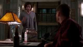 Supernatural Dean throws a beer to Sam