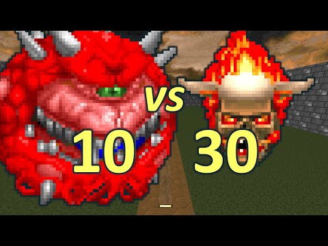 10 Cacodemons vs 30 Lost Souls - Monster Infighting - Doom Retro Battles