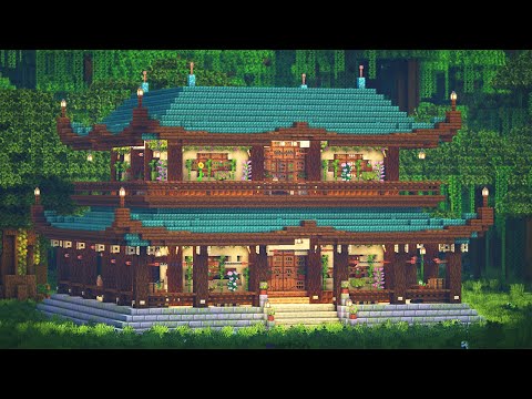 How to Build a Large Japanese House + Interior in Minecraft • Tutorial