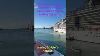 Enchanted and Majestic Princess, Foghorn duet leaving St. John’s Antigua 12/24/2025