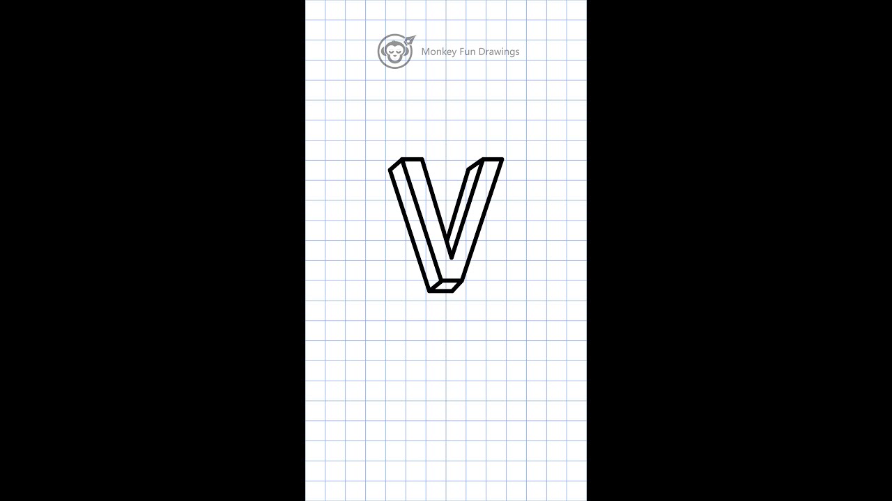 very easy how to draw 3D letter V  3D  V drawing