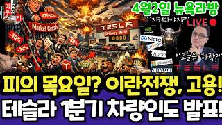 미국주식/이란전쟁 계속? 테슬라 1분기 차량인도 발표! (편집본)엔비디아 구글 애플 아마존 메타 마소 팔란티어 아이온큐 삼성전자 MU브로드컴 오라클 코어위브 네비우스 샌디스크 금은