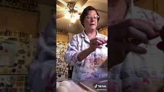 Grandma blowing an egg, Grandpa comments