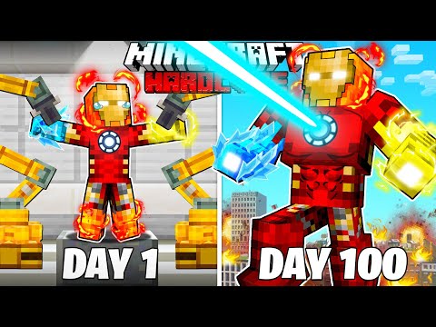 100 Days as Elemental Iron Man in Hardcore Minecraft?! 🔥