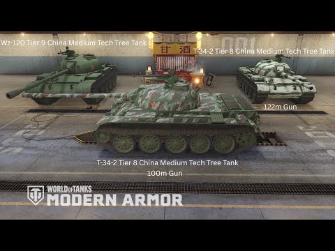 T 34- 2 Tier 8 China Medium Tech Tree Tank 100m Gun Vs 122 Gun World of Tanks Console 121 On Track
