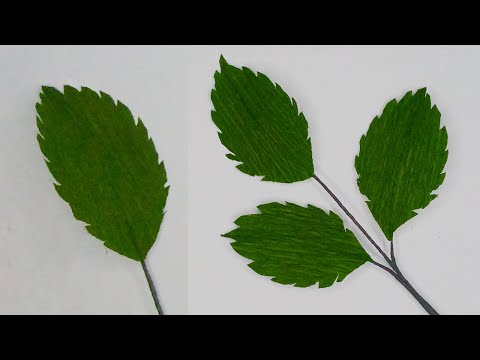 How to make a crepe paper rose-leaf - Paper leaf DIY - Rose paper leaves - Flower leaves