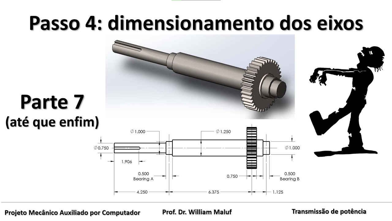 Projetos Mecânicos - passo 4 - Eixos - parte 7: cálculo dos diâmetros através do critério da ASME