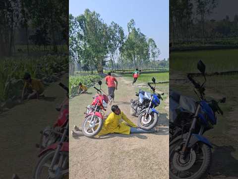 The boys fled on their motorcycles. 85# Funny