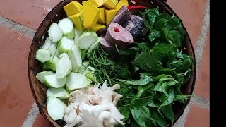 របៀបស្លប្រហើរខ្មែរ- សម្លប្រហើរខ្មែរ How to make Cambodia Mix Vegetable Soup!! Healthy Soup.