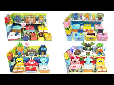 #diy 4 DIY Miniature Spongebob House Collection♥Making Spongebob friends house♥spongebob characters