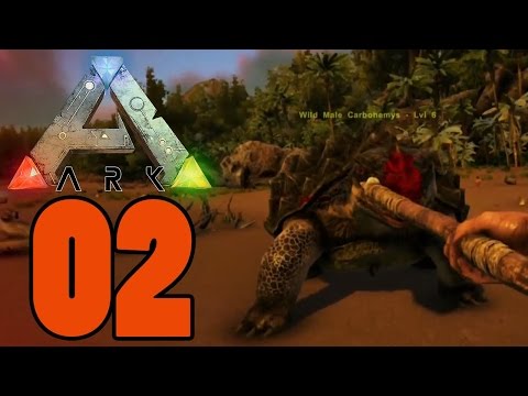ARK Survival Evolved (PS4) - Epic Carbonemys & Raptor Battles & Taming A Trike