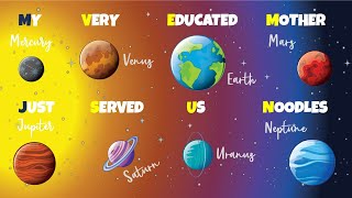 How to remember PLANETS name in order? - My very educated Mother just served us Noodles