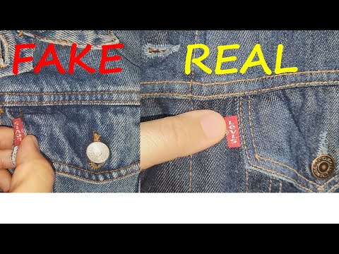 Levi's jeans jacket real vs fake. How to spot fake Levis trucker denim jackets.