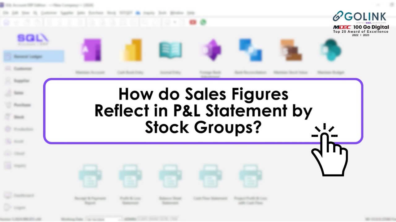 SQL Account | Sales Figures Reflect in P&L Statement by Stock Groups